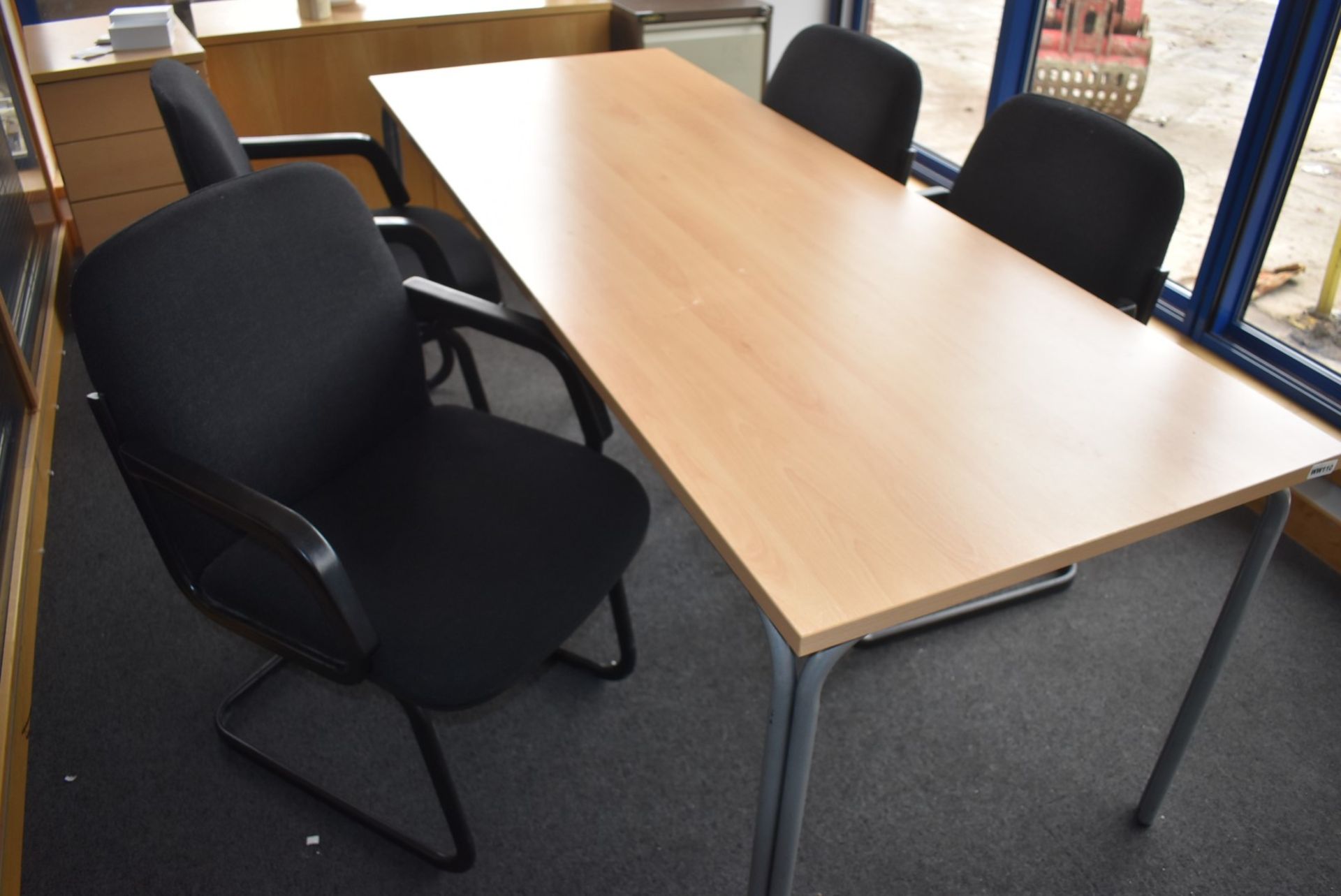 1 x Boardroom Meeting Table om Beech With 4 x Grey Fabric Chairs - Ref WW110 - H76 x W200 x D76 - Image 3 of 5