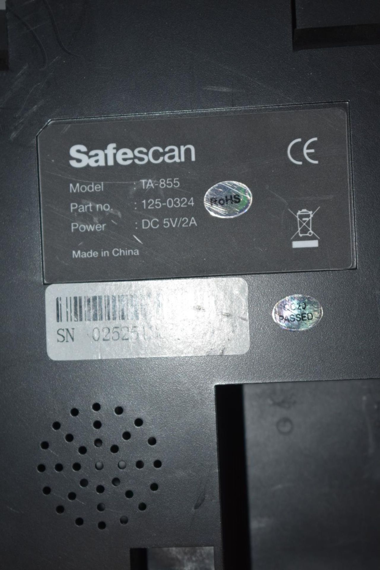 1 x Safescan TA-855 Time Attendance Finger Print Scanner System With Power Cable Ref LF249 WH - - Image 2 of 2