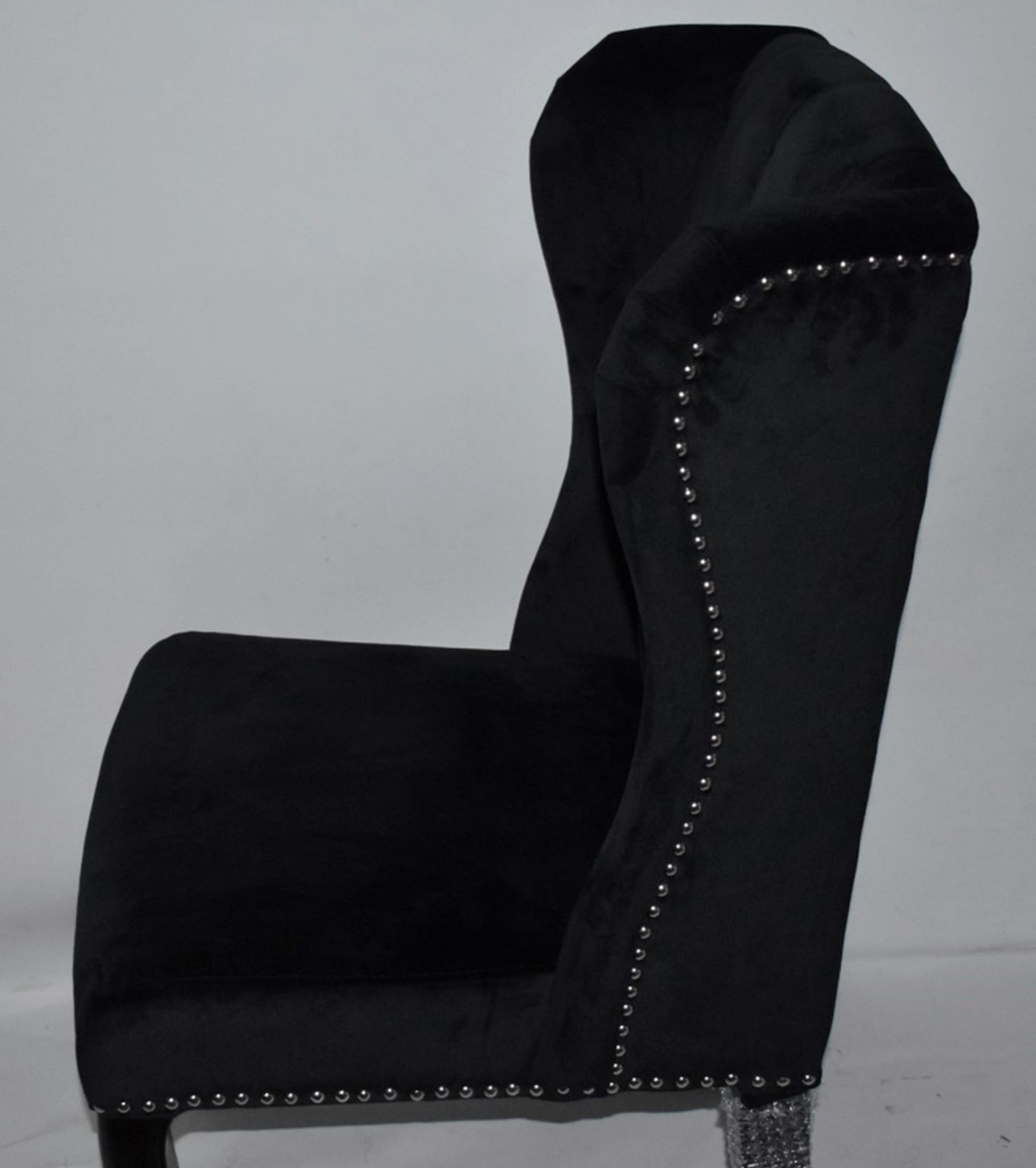 6 x HOUSE OF SPARKLES Luxury Wing Back Dining Chairs Richly Upholstered In BLACK Velvet - Brand - Image 7 of 11