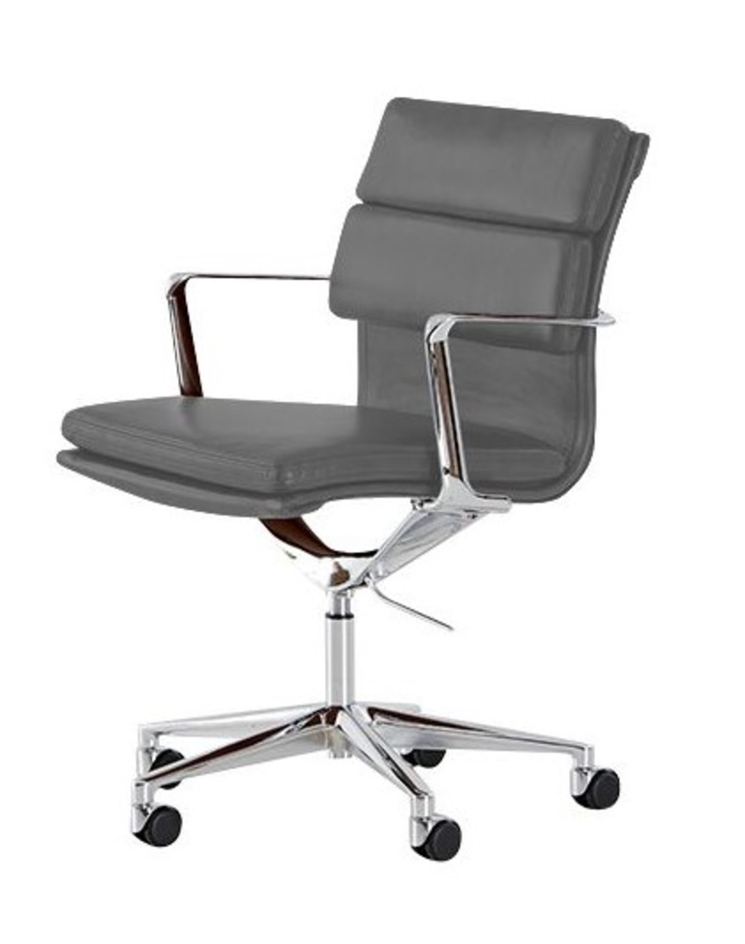 1 x Eames Inspired Office Chair - Swivel Office Chair Upholstered in Black Leather