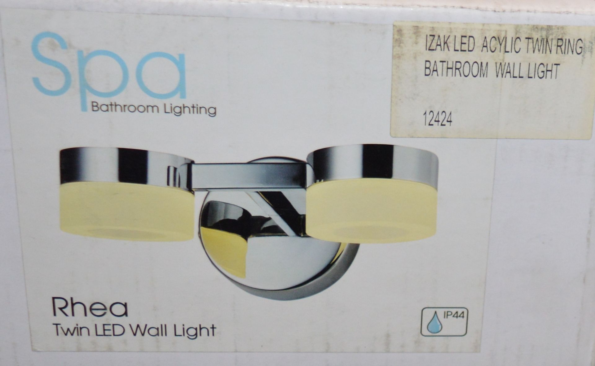 2 x Spa Bathroom Lighting RHEA Twin LED Wall Lights With Acrylic Ring Shades and Chrome Finish -