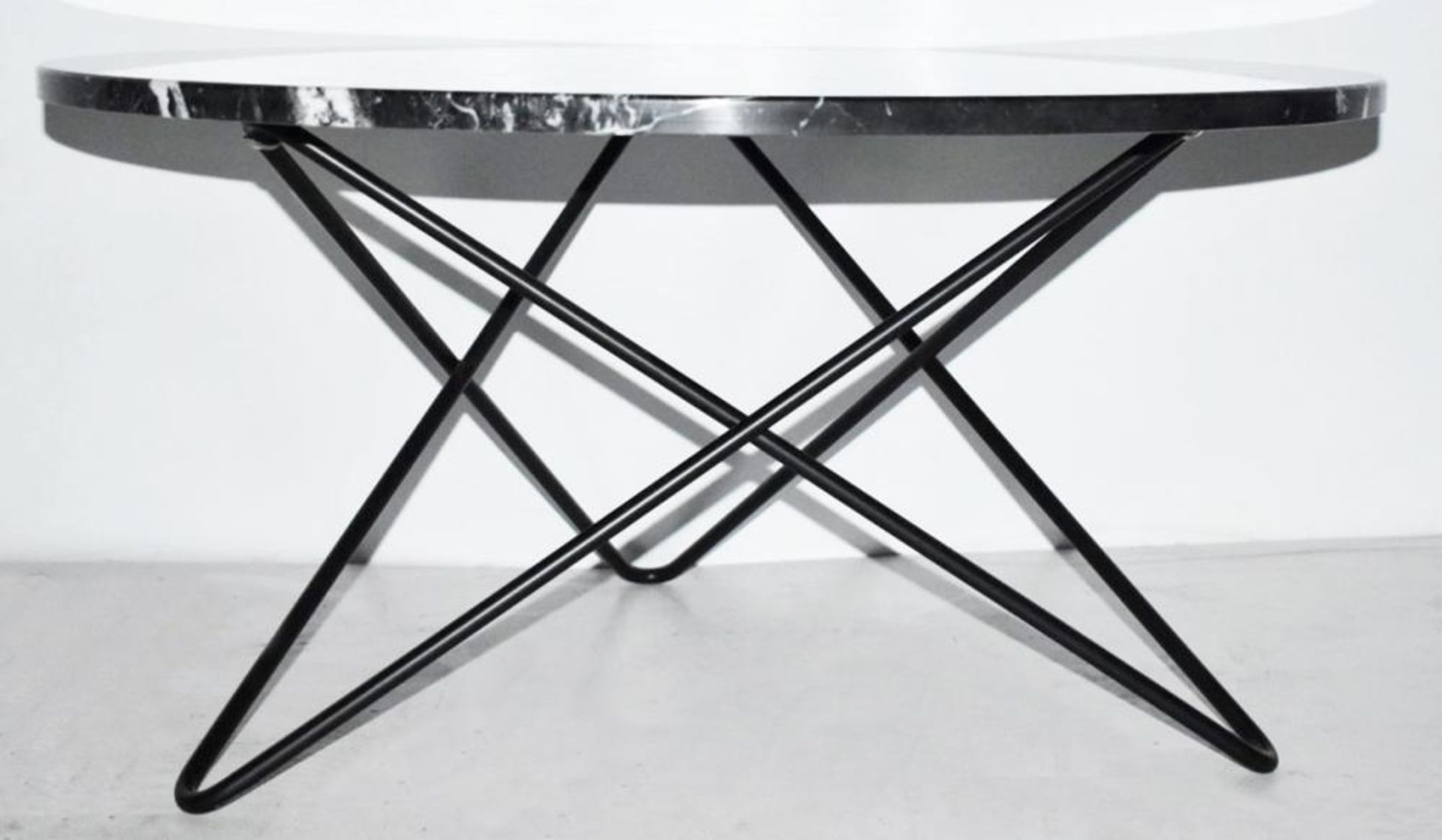1 x OX DENMARQ 'O' 80cm Black Marquina Marble Topped Designer Table With a Black Steel Base - Recent - Image 4 of 4