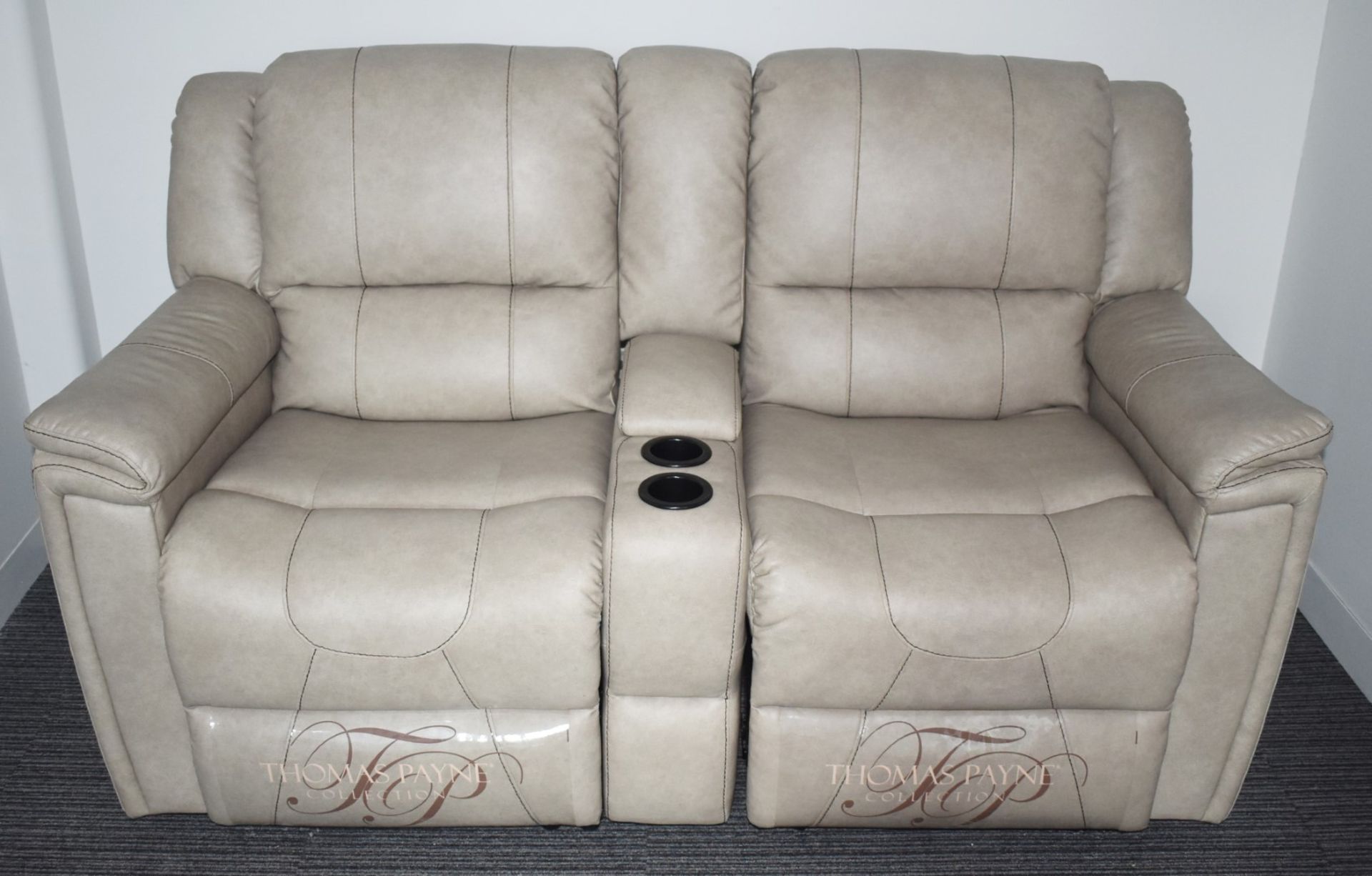 2 x Thomas Payne Reclining Wallhugger Theater Seating Love Seat Couches With Center Consoles and - Image 6 of 13