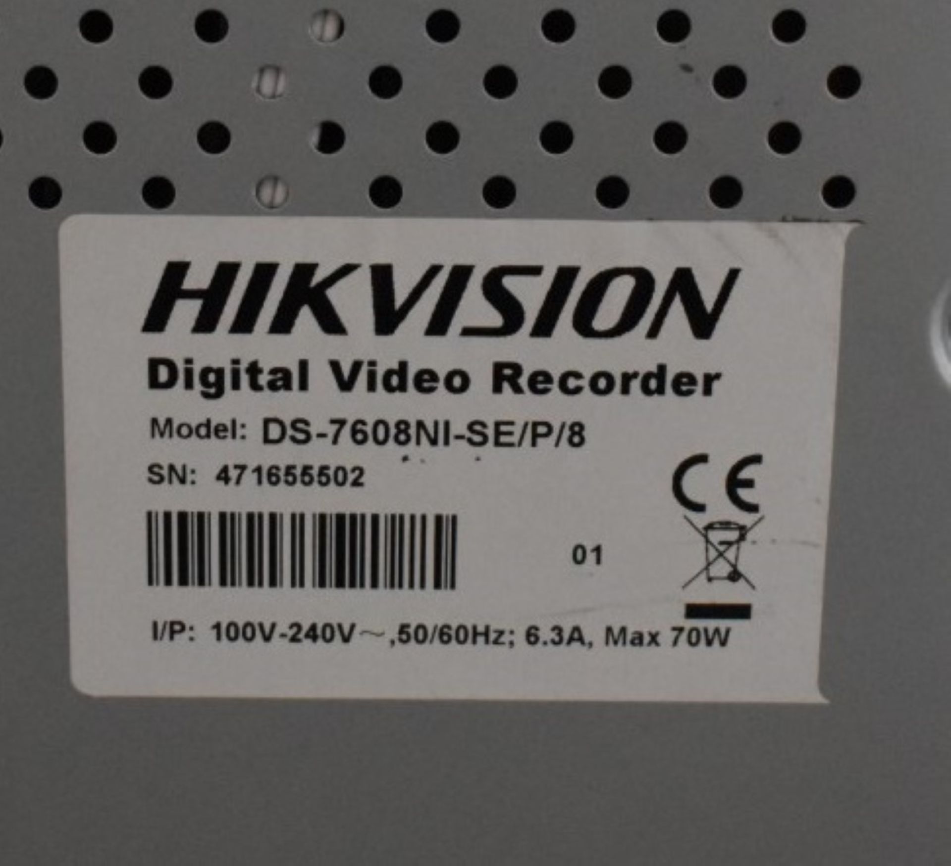 1 x Hikvision Digital CCTV 8 Channel Video Recorder With 7 x Infra Red Network Cameras - Image 8 of 9