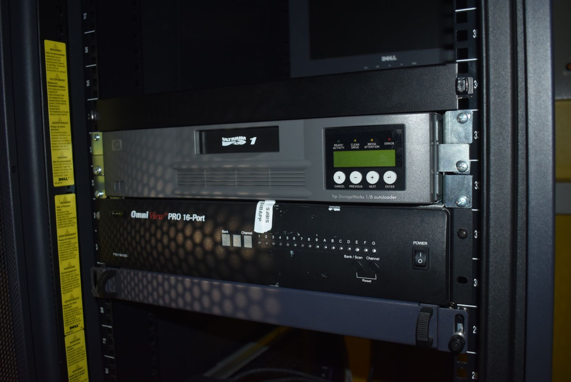 1 x Dell Server Rack Cabinet With Contents - Tape Drives, Omniview, APC UPS and More - H200 x W60 - Image 3 of 19