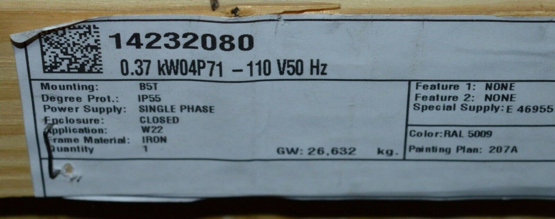 1 x Weg W22 110v IP55 Single Phase Electric Motor - Brand New and Boxed - CL295 - Location: - Image 7 of 7