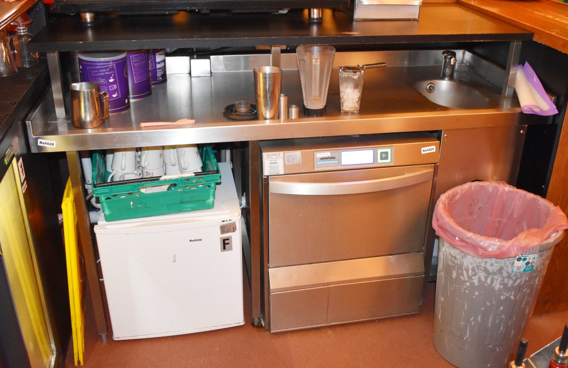 1 x Stainless Steel Backbar Preparation Unit With Space For Appliance, Hand Wash Basin With Mixer - Image 3 of 4