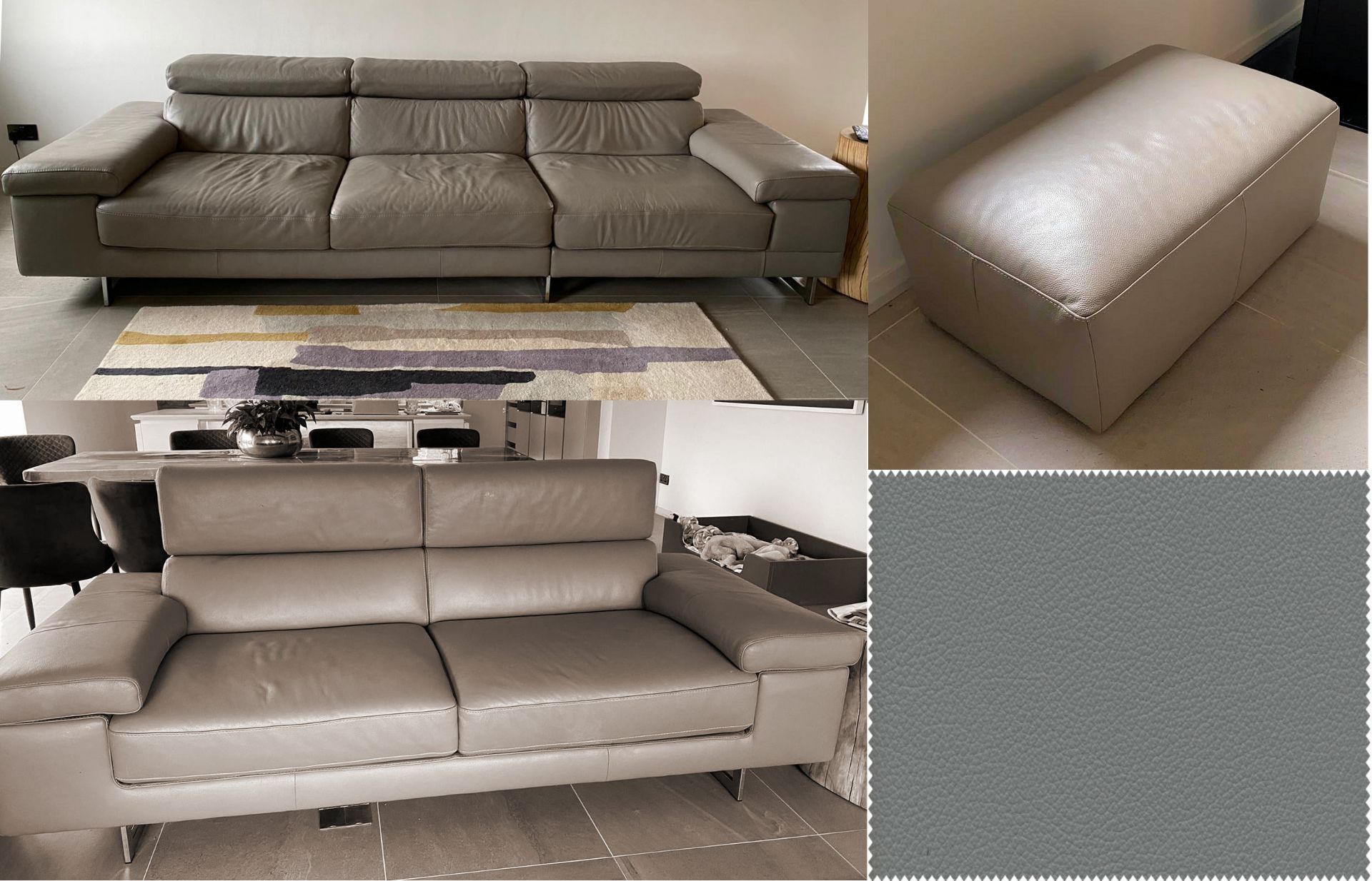 Natuzzi Editions Suite in Denver 10BK with No Contrast Stitching - Includes 3-Seater, 2-Seater and