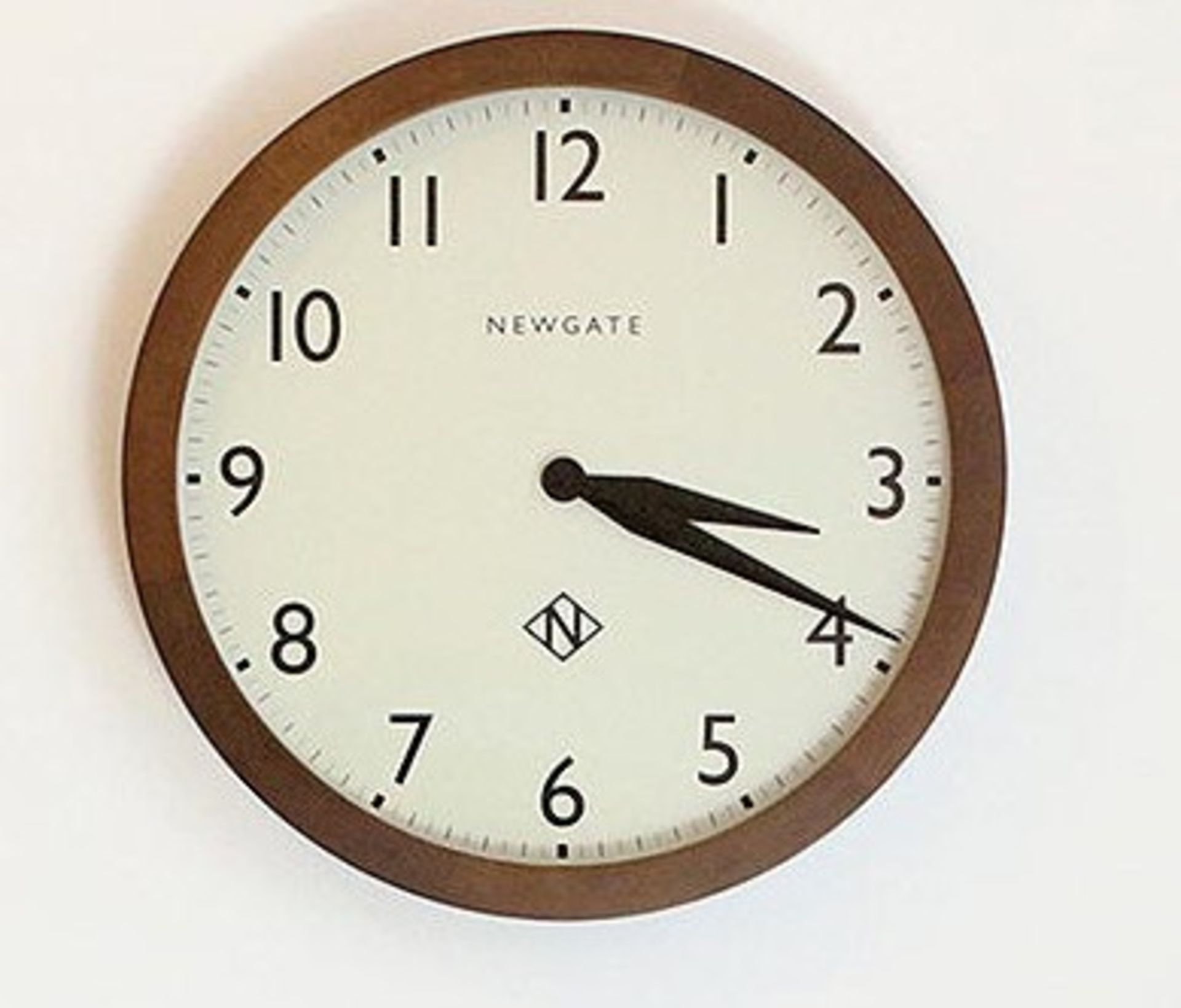 1 x Newgate Wimbledon Minimalist Wall Clock With Deep Wooden Surround and Glass Front - Large Size