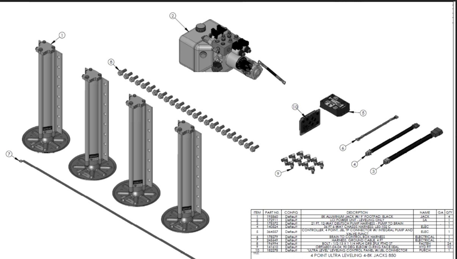 1 x Lippert 4 Point Ultra 4-8K Leveling Jack - Hydraulic Leveling System For Caravans, Trailers or - Image 2 of 13