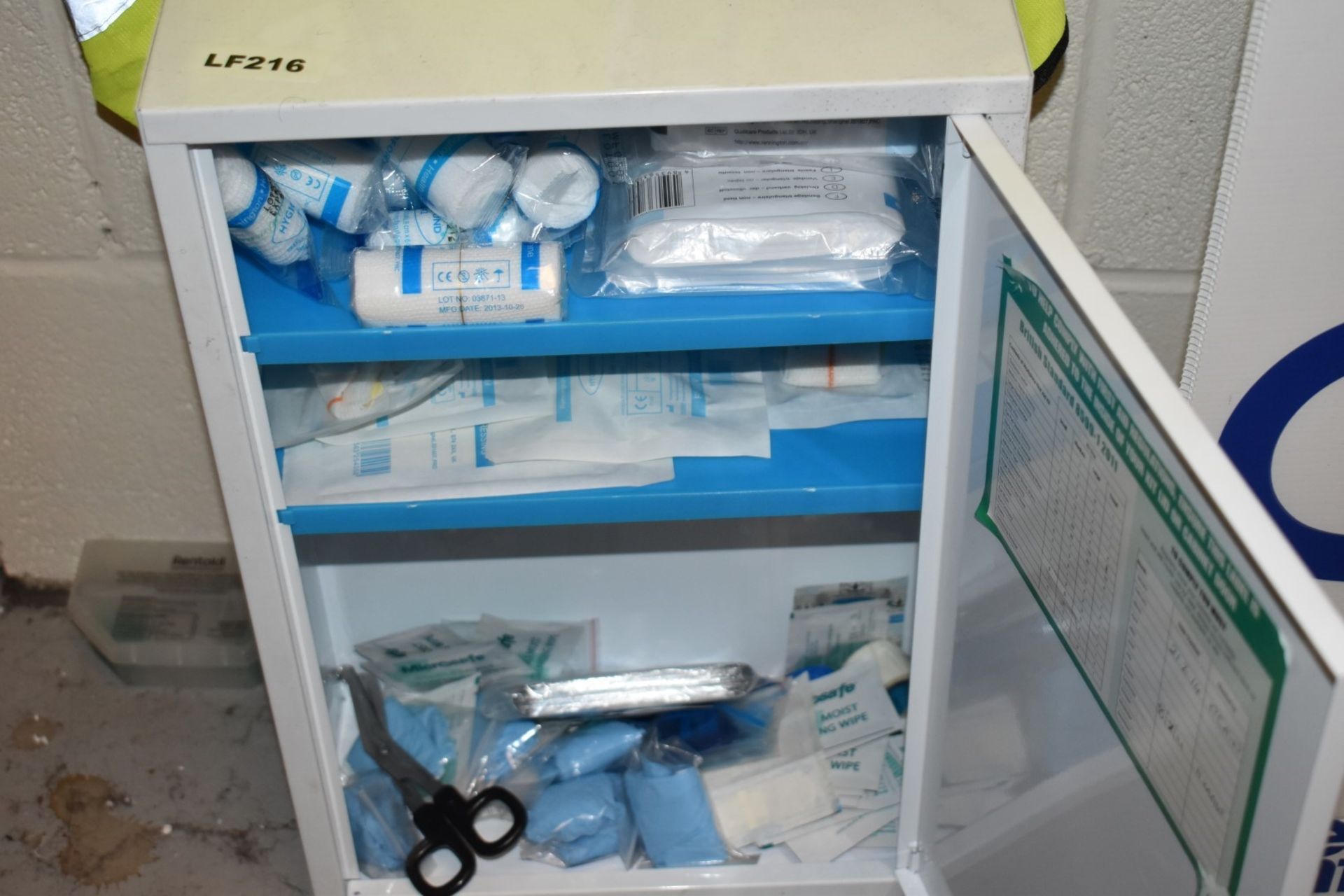 1 x Metal First Aid Medical Cabinet With Contents and Approx 5 x Hi-Viz Jackets - Image 3 of 3