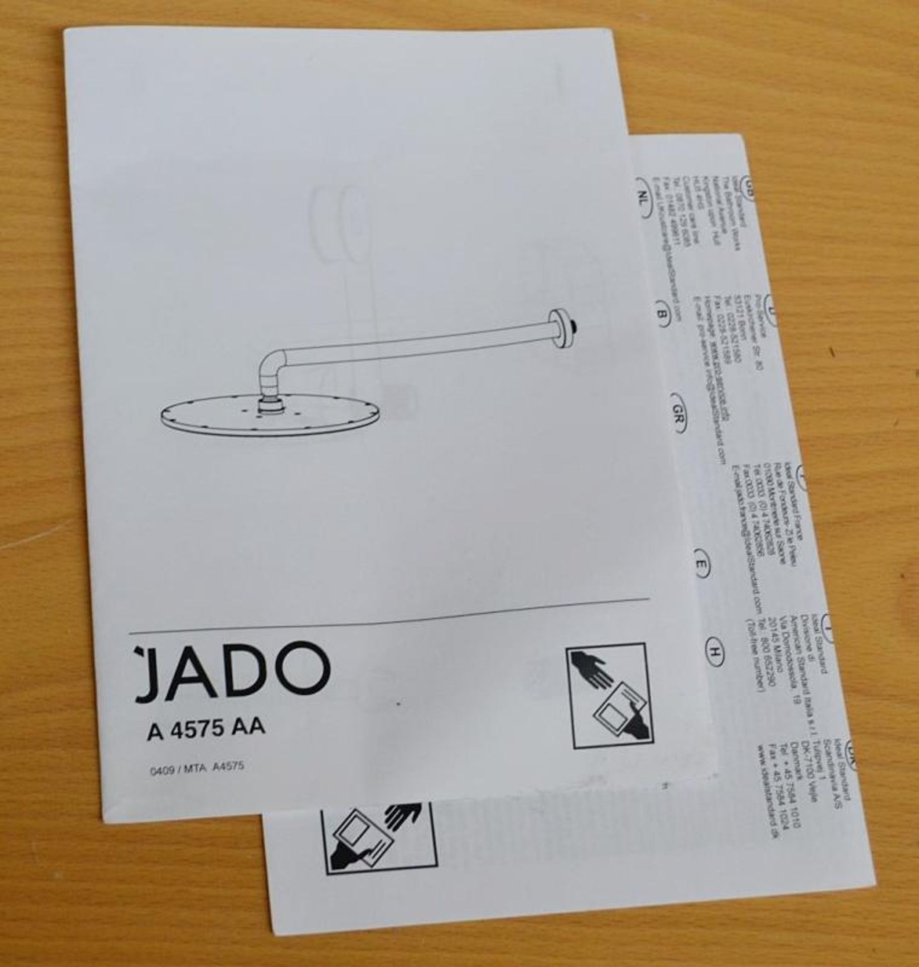 1 x Ideal Standard JADO "Glance" Rain Shower Head With Wall Arm (A4575AA) - Chrome Plated - New Boxe - Image 7 of 7