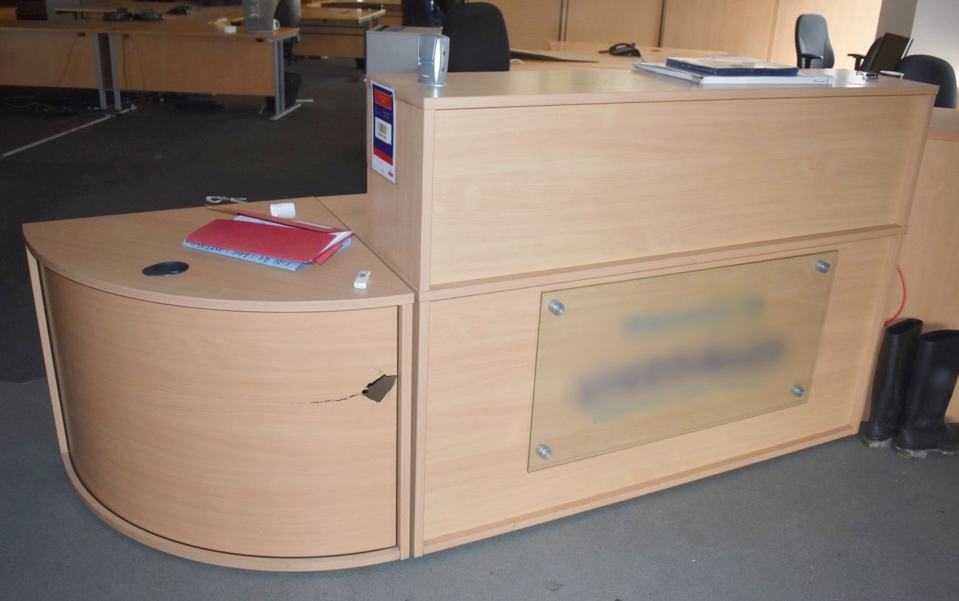 1 x Reception Counter With Beech Finish - H73/116 x W160 x D80 cms - CL529 - Location: Wakefield