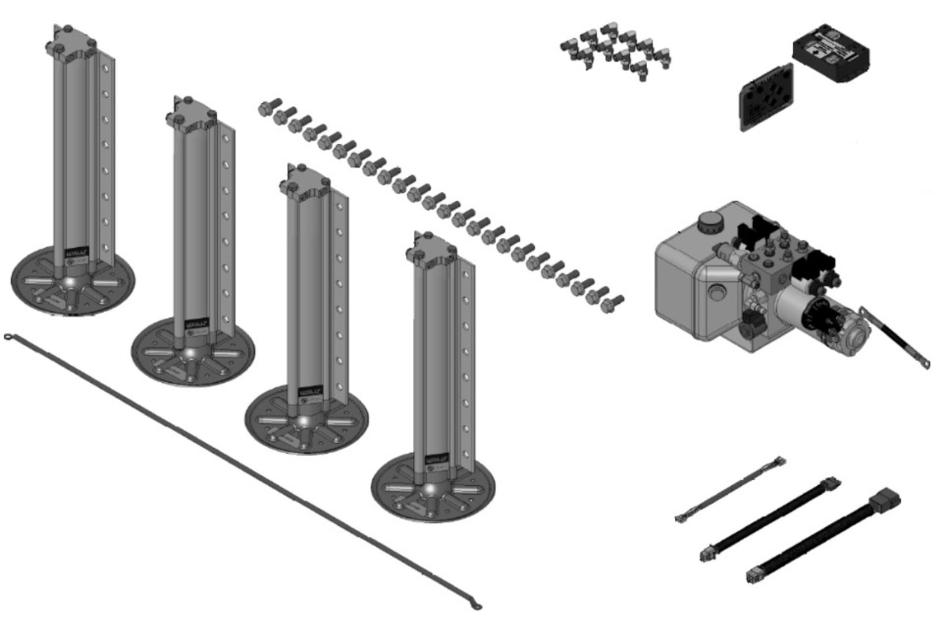 1 x Lippert 4 Point Ultra 4-8K Leveling Jack - Hydraulic Leveling System For Caravans, Trailers or