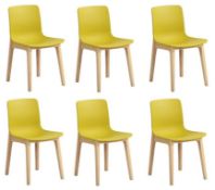 Set of 6 x Swift DC-782W Dining Chairs With Chartreuse ABS Seats and Natural Wood Bases - RRP £540!