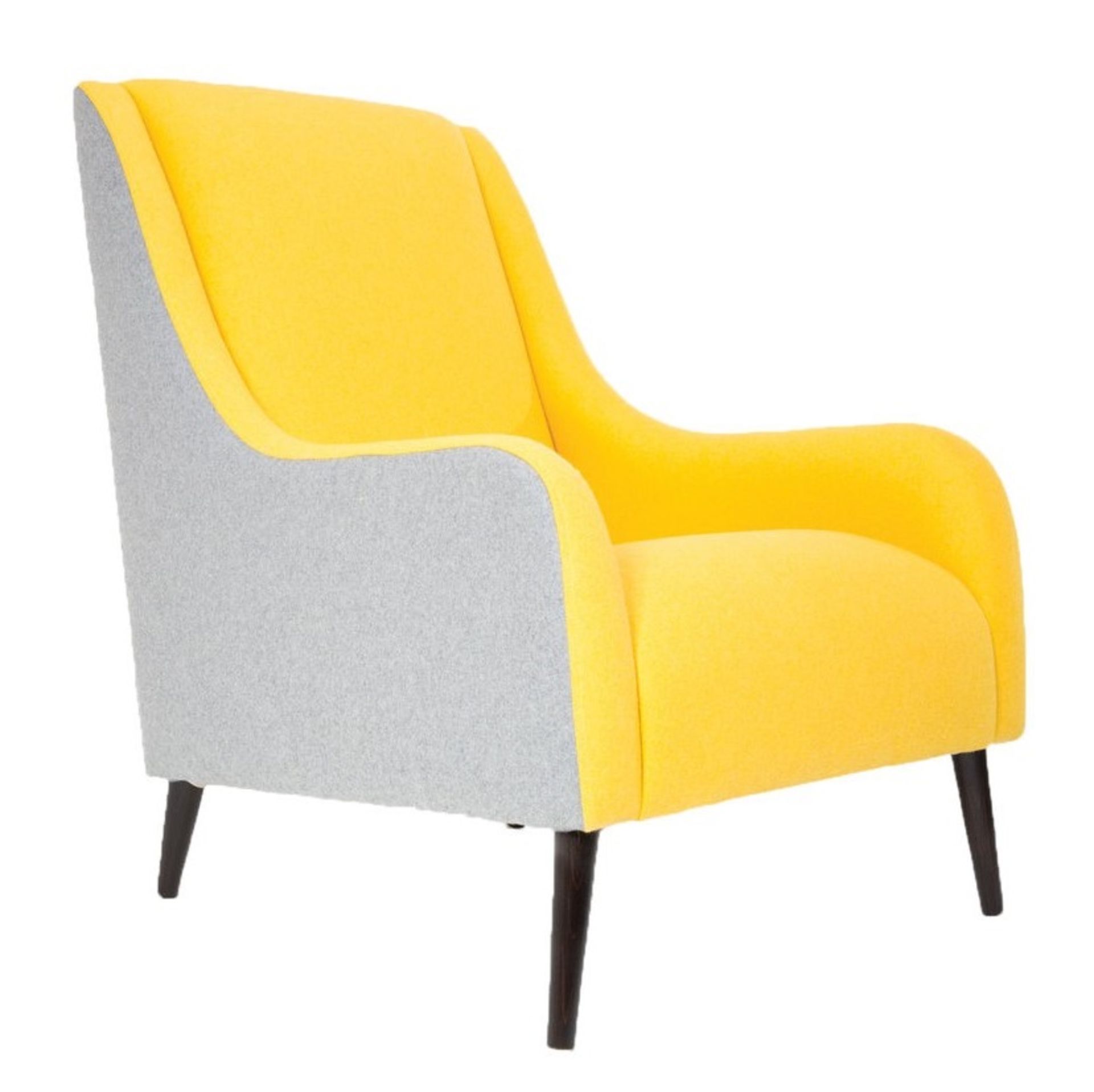 1 x Lauran Wolf & Sunshine Armchair - Two Tone Wool Fabric in Yellow and Grey - RRP £779!