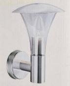 2 x Strand IP44 Stainless Steel Outdoor Wall Lights With Clear Polycarbonate Diffuser - Dimensions: