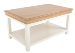 1 x Clement Coffee Table By Brewers Home - Solid Wood Painted Furniture Finished in Ivory With an