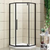 1 x Premium Quality Diamond-Shaped Shower Enclosure With Hinged Door - Frame Colour: Matt Black - Di