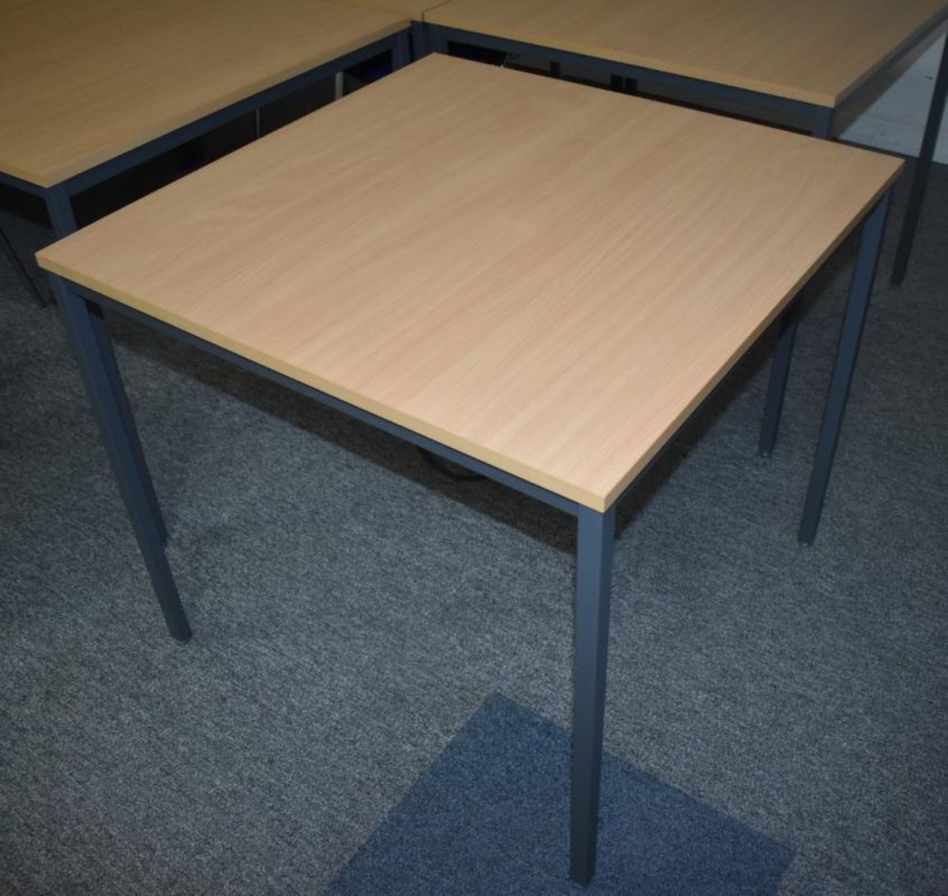 6 x Matching Office Tables With Beech Tops and Dark Grey Bases - CL490 - Location: Putney, London,