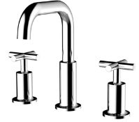 1 x 3-Hole Solid Brass Bathroom Wash Basin Tap With A Chrome Finish - Brand New & Boxed - Ref: GAT1-