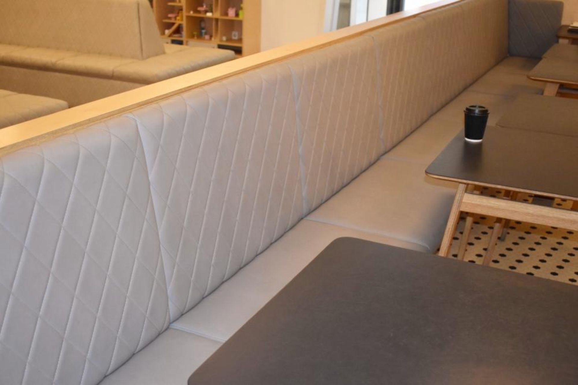 1 x Seating Banquette With Diamond Faux Leather Design Upholstery in Grey - Features Book / - Image 4 of 10