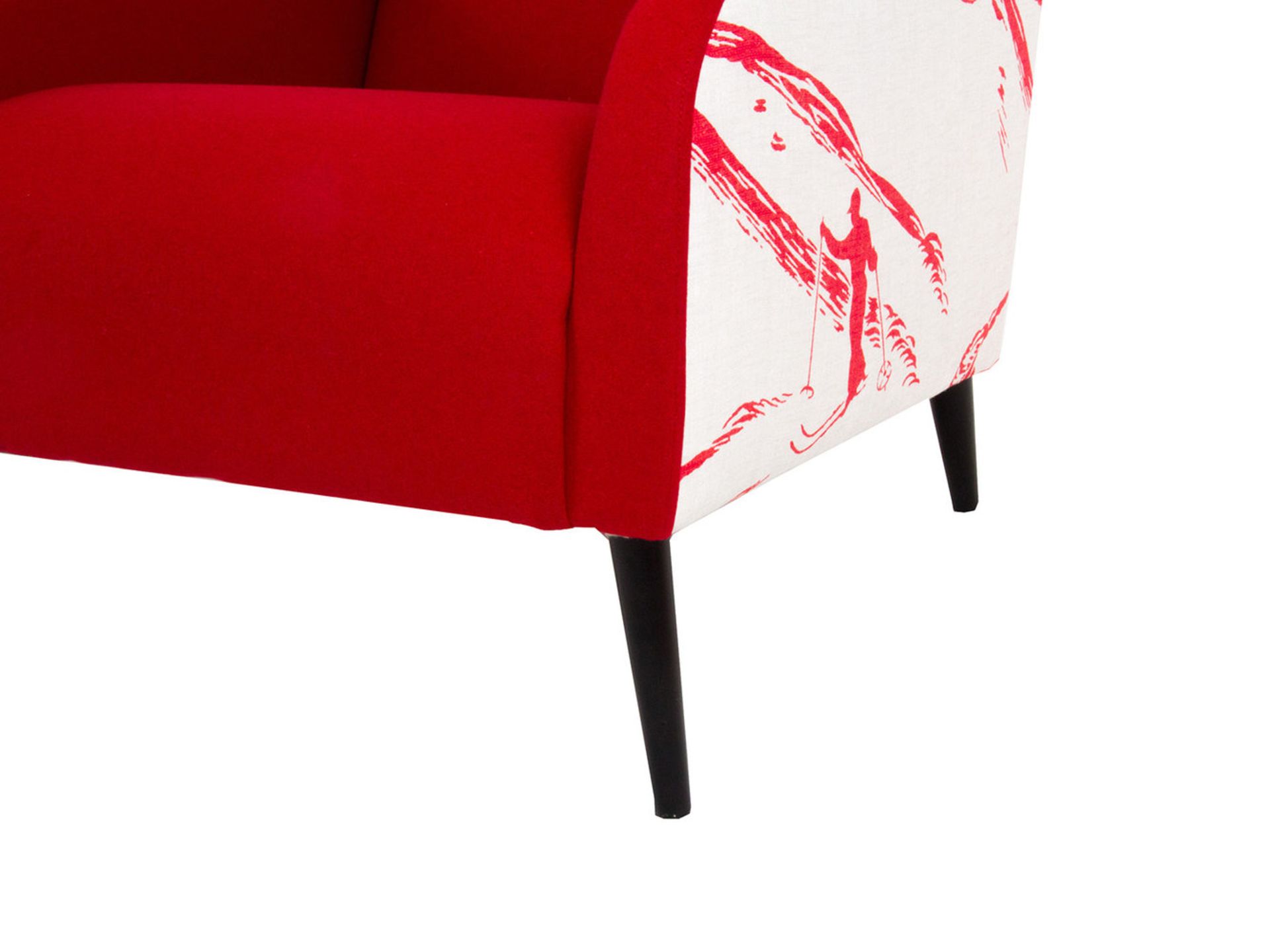 1 x Lauran Armchair Upholstered in Aviemore Skiing Fabric in Red and White - RRP £779! - Image 4 of 7