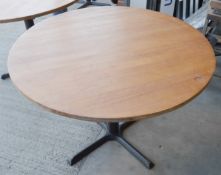 2 x Matching Round Restaurant Tables With Metal Bases - Dimensions: Diameter 105cm / H74cm -