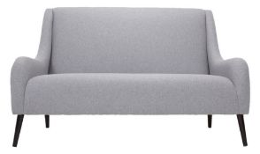 1 x Lauren Wolf Grey Contemporary Sofa - High Back With Sleek Curved Arms, Grey Upholstery and