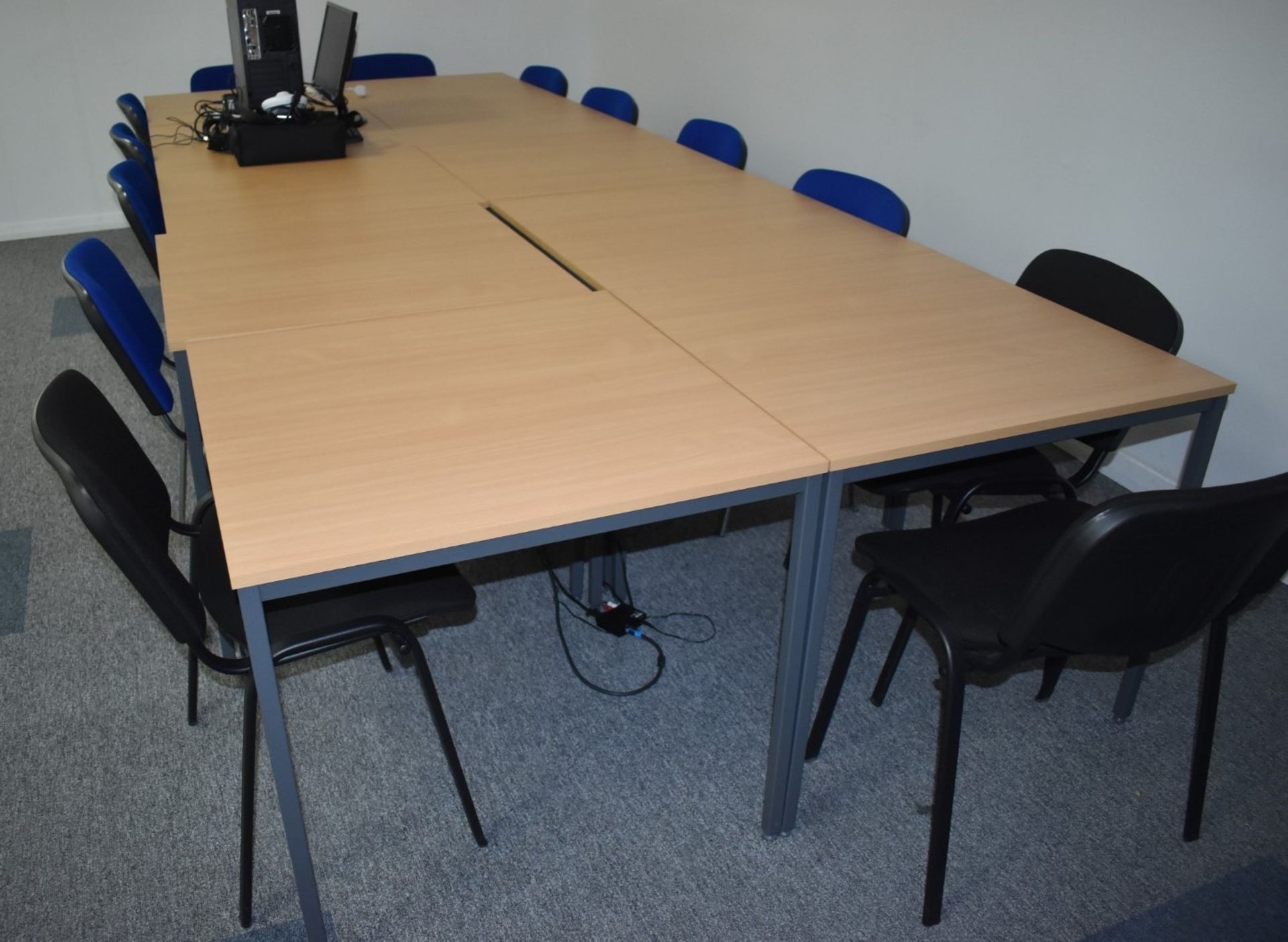 7 x Matching Office Tables With Beech Tops and Dark Grey Bases - CL490 - Location: Putney, London, - Image 2 of 4