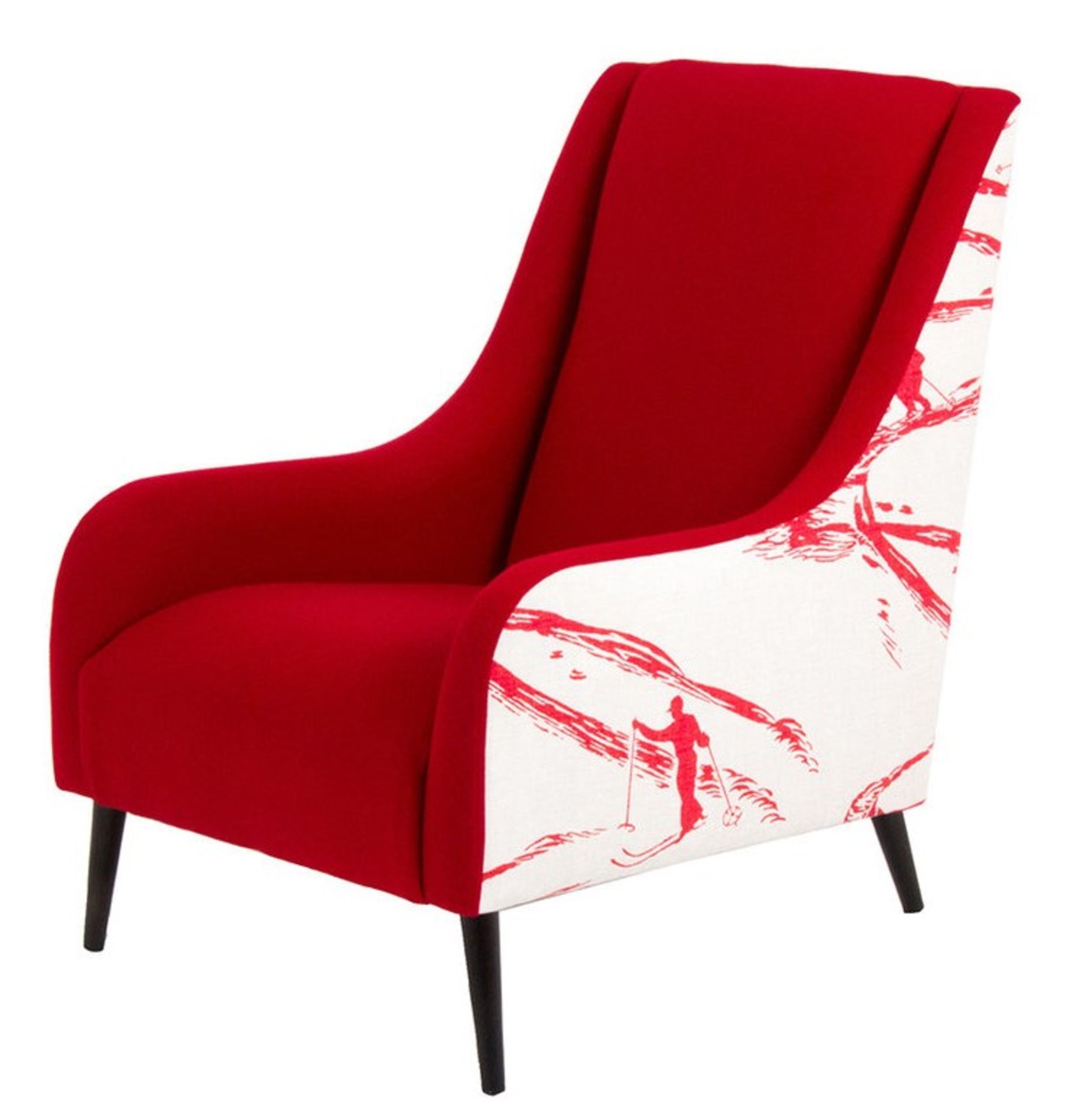 1 x Lauran Armchair Upholstered in Aviemore Skiing Fabric in Red and White - RRP £779! - Image 2 of 7
