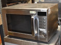 1 x Sharp R-2498 1700w Commercial Microwave Oven With Stainless Steel Finish - CL999 - Ref MA311 -