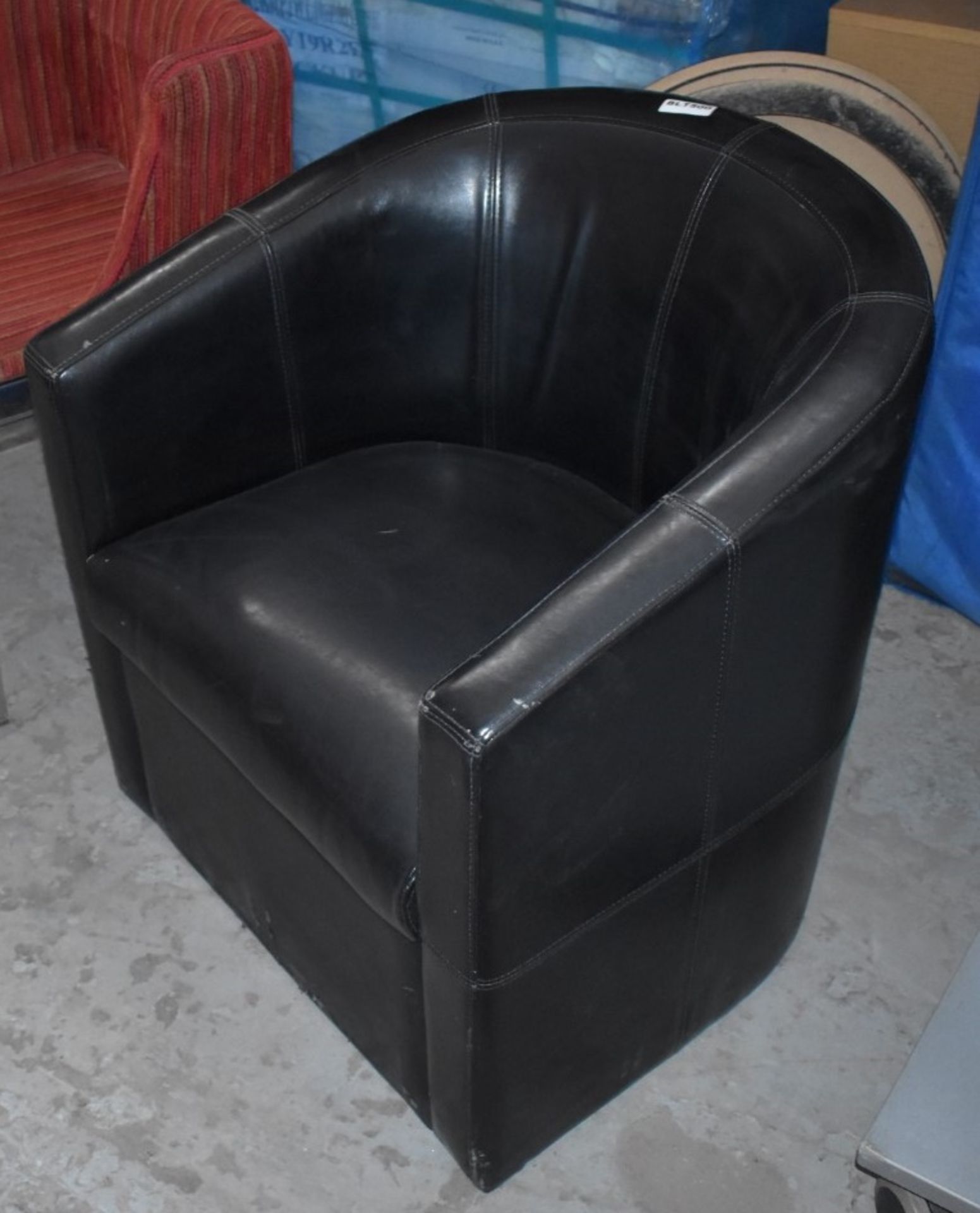 1 x Tub Chair Upholstered in Black Faux Leather - H93 x W68 x D62 cms - Ref BLT500 - CL011 - - Bild 3 aus 3