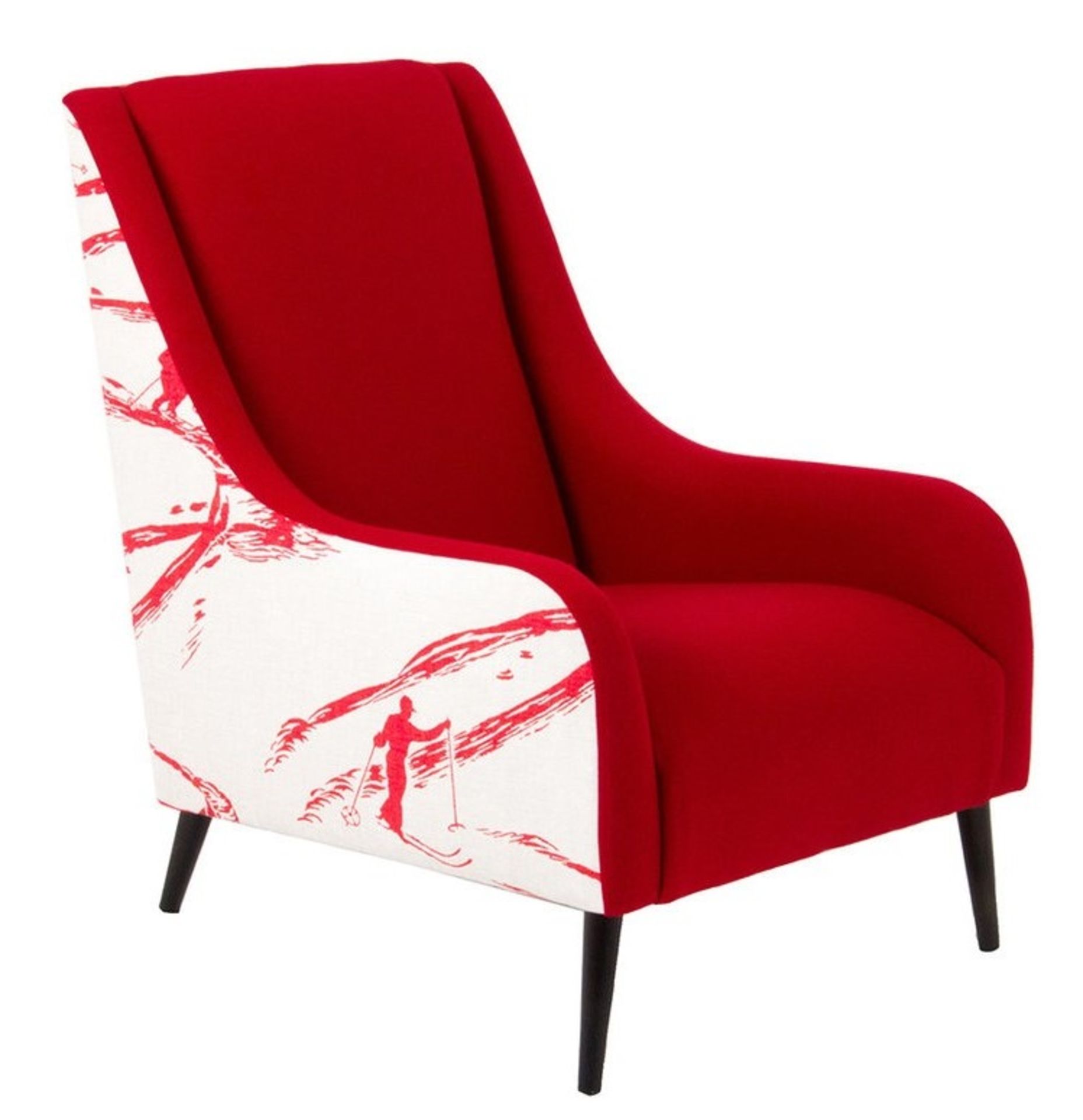 1 x Lauran Armchair Upholstered in Aviemore Skiing Fabric in Red and White - RRP £779!