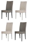 4 x Lina Two Tone Lloyd Loom Woven Dining Chairs - Contemporary Dining Chair Set - RRP £792!