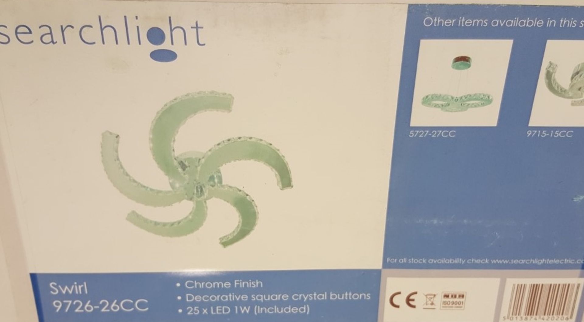 1 x Searchlight 9726-26CC Clover 26 Light Flush Crystal Ceiling Light Polished Chrome - New Boxed