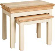 1 x Clement Nest of Two Tables By Brewers Home - Solid Wood Painted Furniture Finished in Ivory With