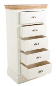 1 x Clement 5 Chest of Slim Bedroom Drawers By Brewers Home - Solid Wood Painted Furniture