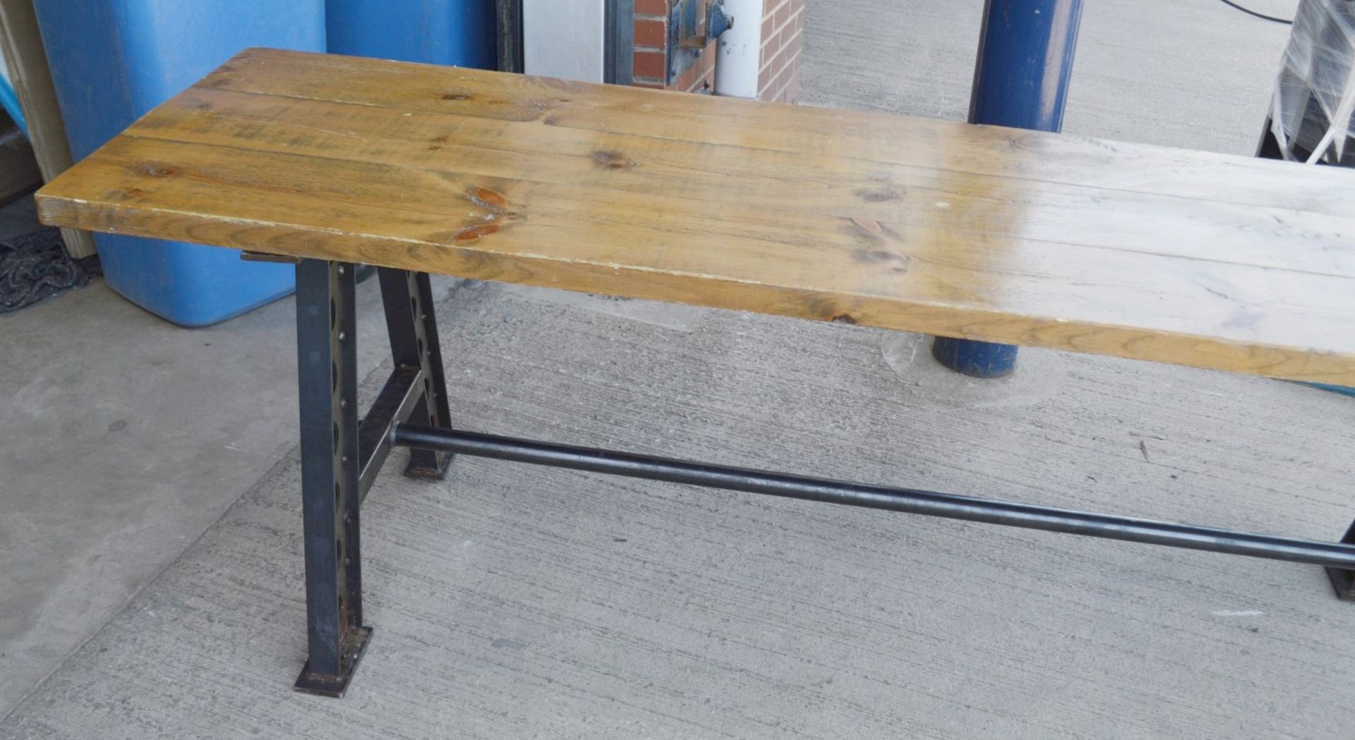 1 x Large Rustic 2.4 Metre Banquet Table With An Industrial-style Metal Base - Dimensions: W241 x - Image 2 of 5