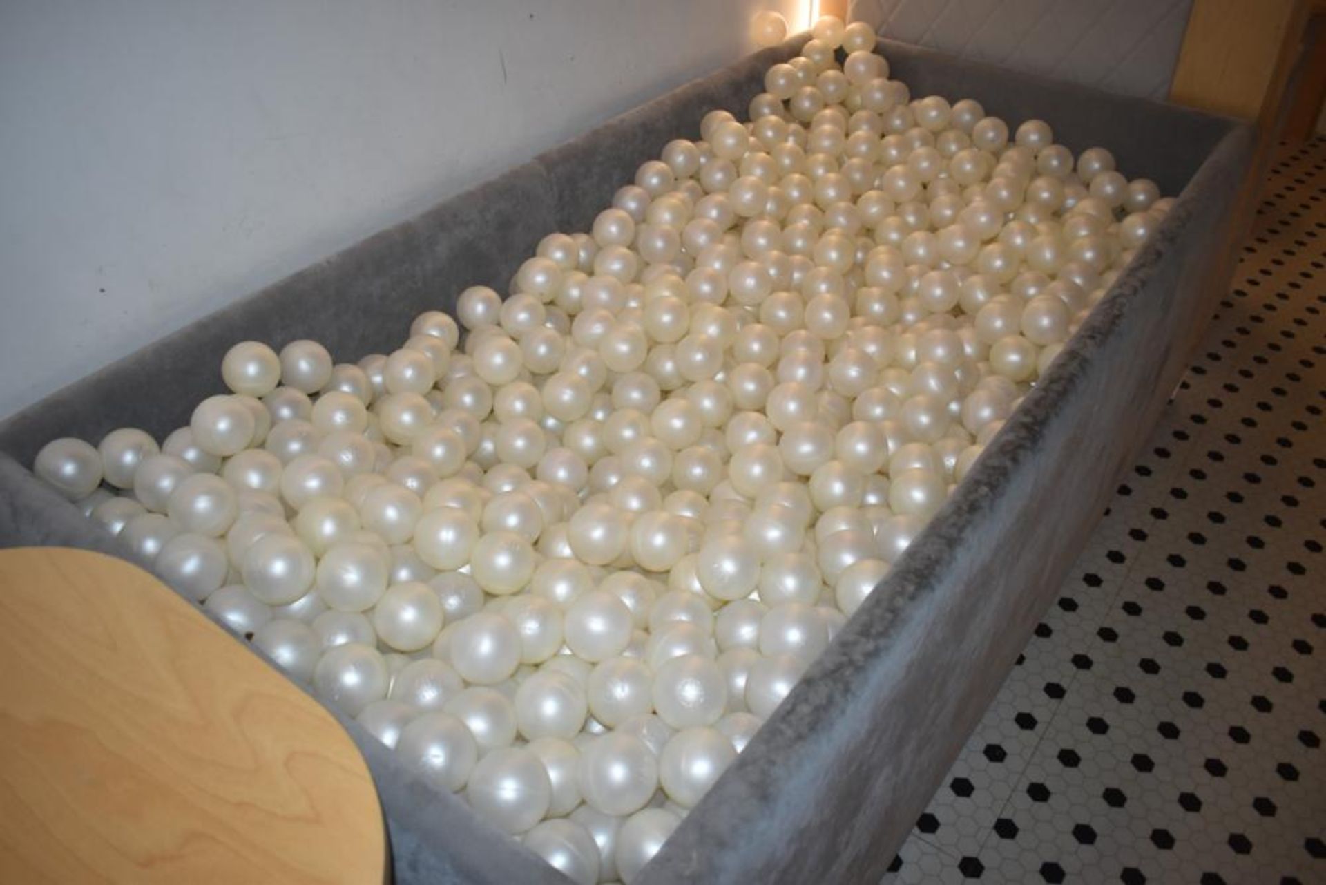 1 x Large Childrens Ball Pit With Balls - Upholstered in a Grey Fabric - Approx Size 3ft x 3ft x 7ft - Image 2 of 2