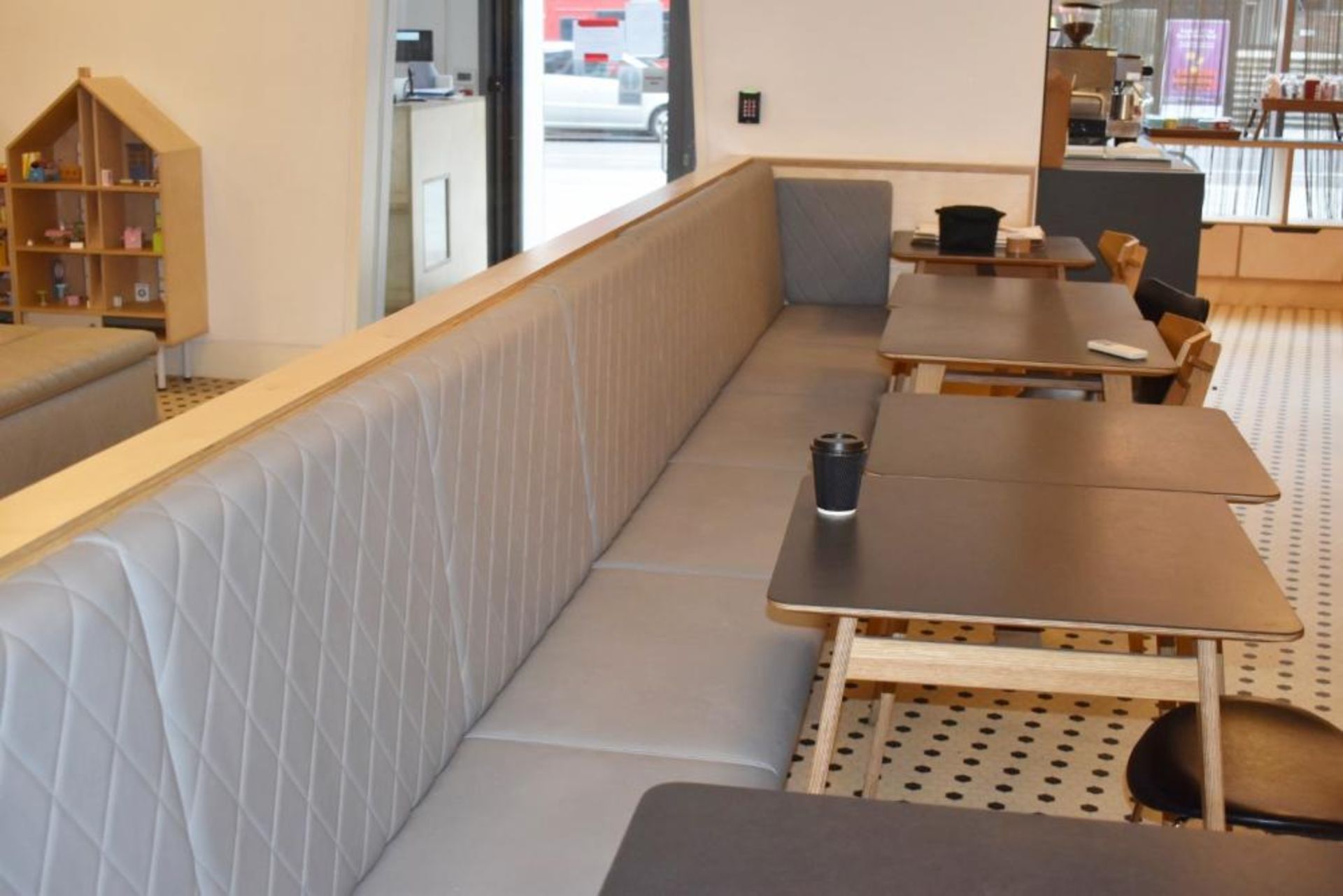 1 x Seating Banquette With Diamond Faux Leather Design Upholstery in Grey - Features Book / - Image 3 of 10