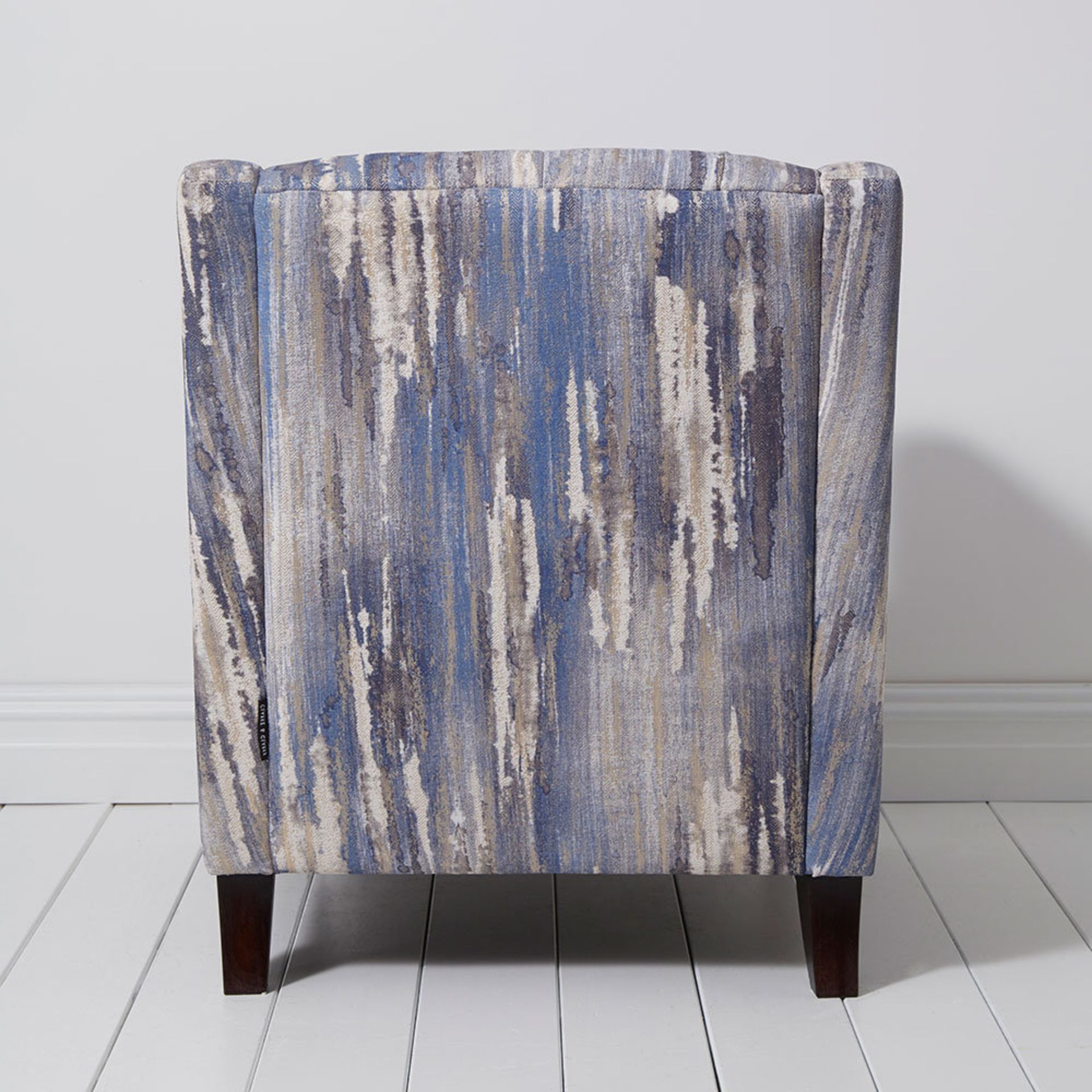 1 x Hampton Armchair by Clarke & Clarke - Latour Indigo Woven Fabric and Dark Wooden Legs - RRP £699 - Image 5 of 8