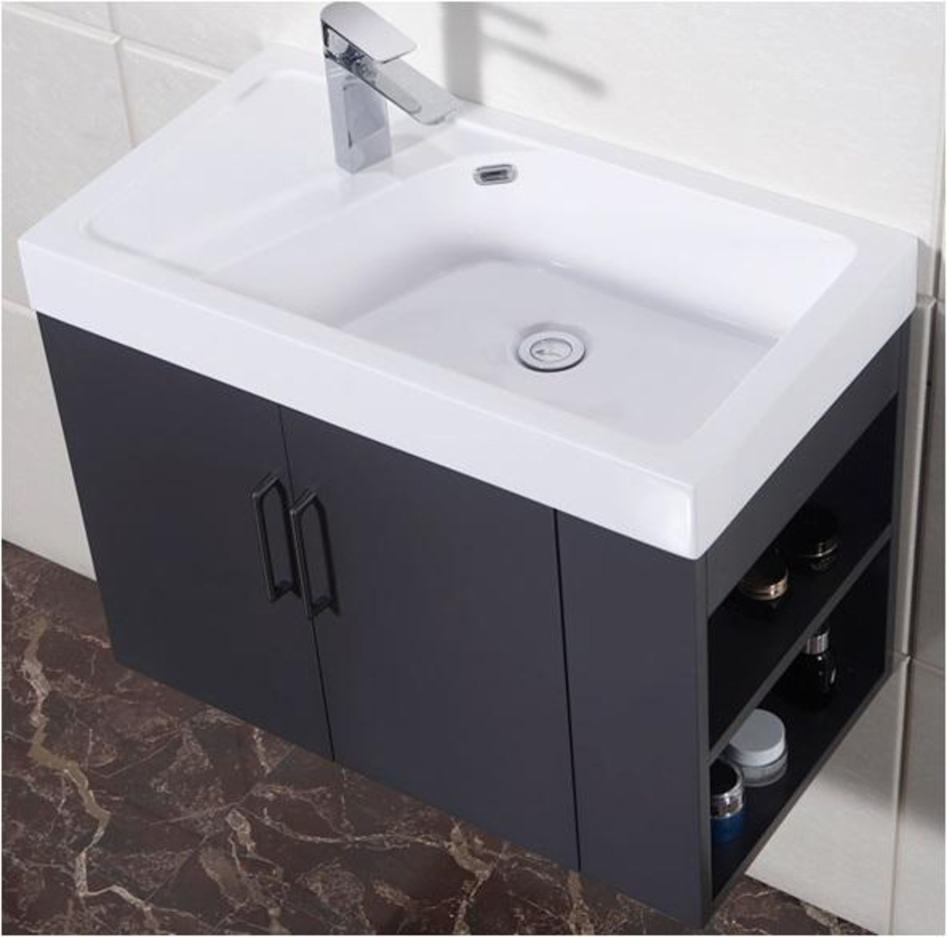 1 x Wall Hung Bathroom Vanity Unit Featuring A Gelcoat Coated Basin And Soft Close Drawers - Finish