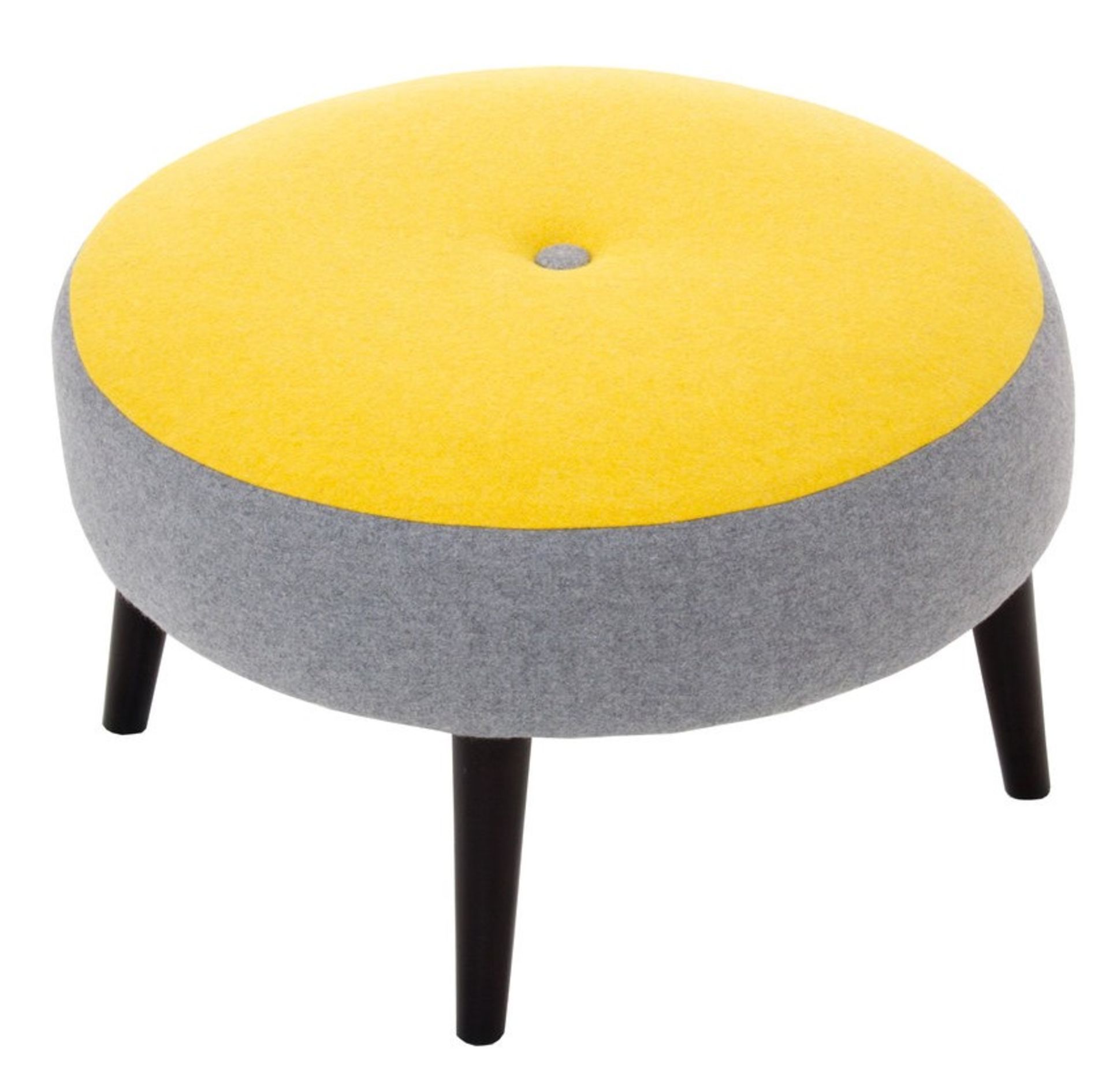 1 x Lauren Wolf & Sunshine Footstool - Two Tone Wool Fabric in Yellow and Grey - RRP £279! - Image 3 of 3