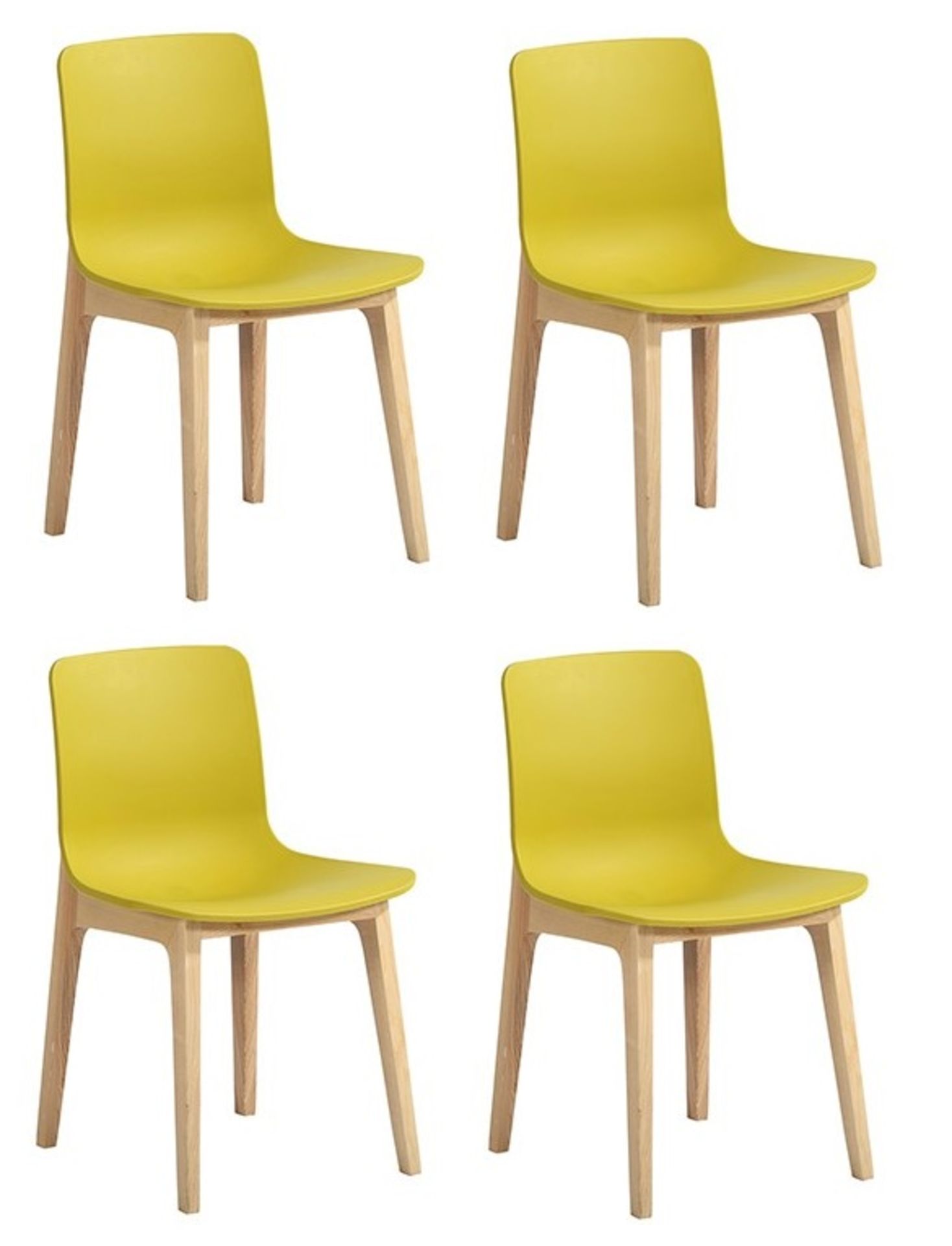 4 x Swift DC-782W Dining Chairs With Chartreuse ABS Seats and Natural Wood Bases - Approx RRP £360!