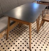 8 x Contemporary Restaurant / Cafe Tables - 70 x 70cm Wooden Tables With Black Vinyl Tops - Supplied