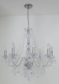 1 x Marie Therese Clear Acrylic 8 Light Chandelier With Crystal Drops - New Boxed Stock - CL323 - Re