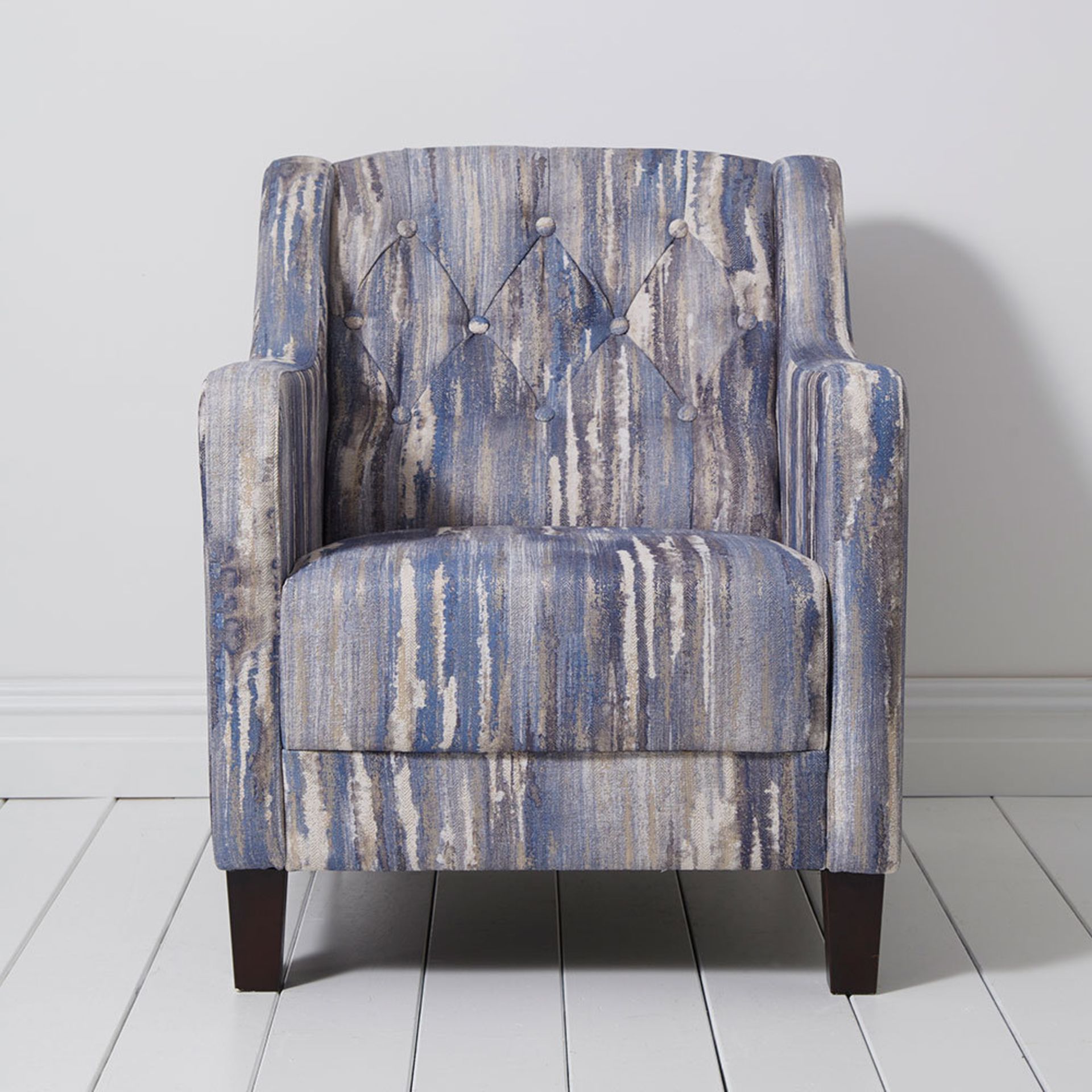 1 x Hampton Armchair by Clarke & Clarke - Latour Indigo Woven Fabric and Dark Wooden Legs - RRP £699 - Image 2 of 8