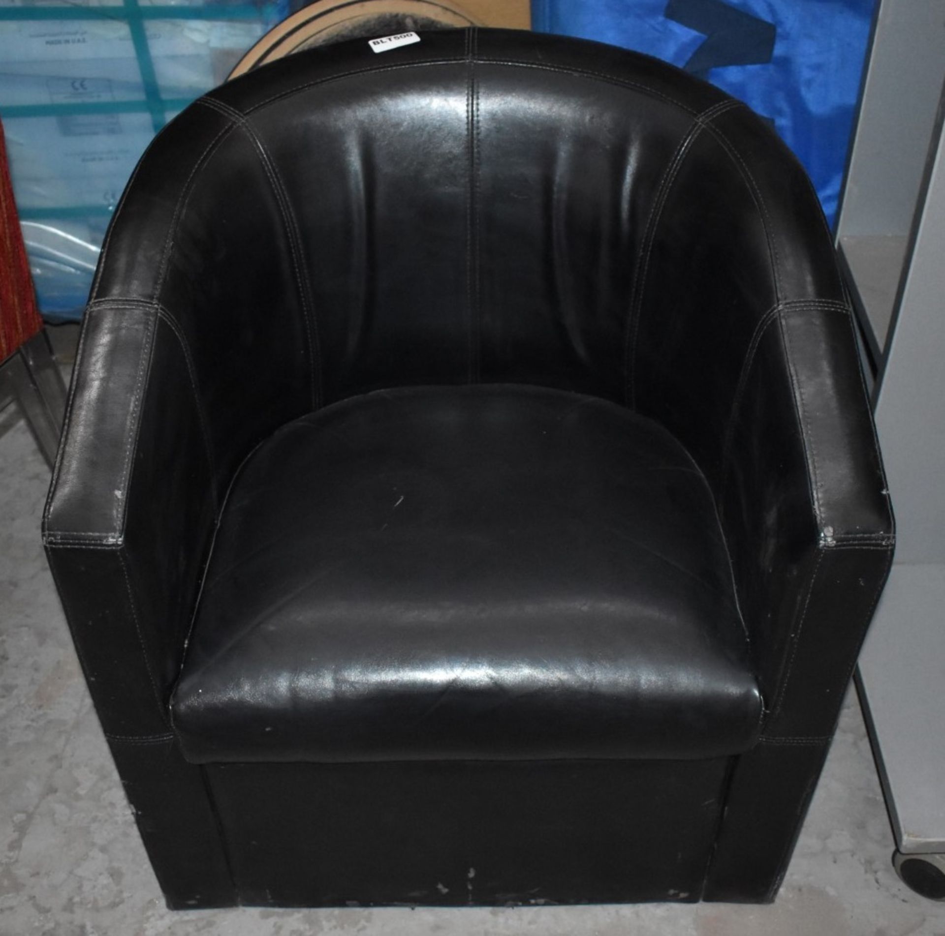 1 x Tub Chair Upholstered in Black Faux Leather - H93 x W68 x D62 cms - Ref BLT500 - CL011 -