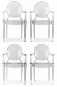 Set of 4 x Chairs Louis Ghost Dining Armchairs - Clear Plastic Dining Chairs in the Style of King